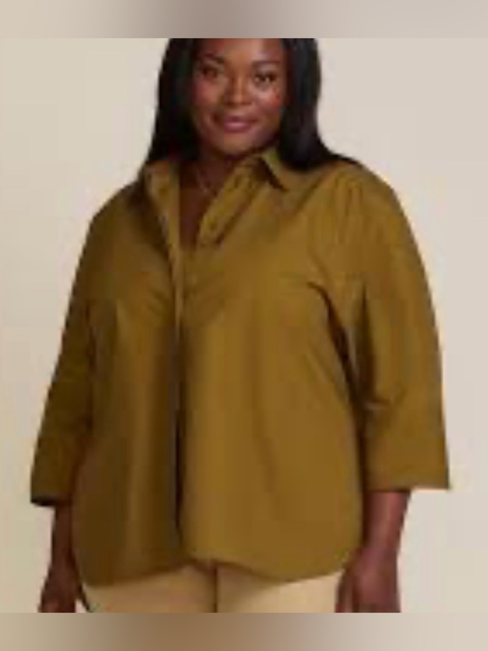 Carla Rockmore Tuxedo Tail Shirt Moss Green XL 100% Cotton